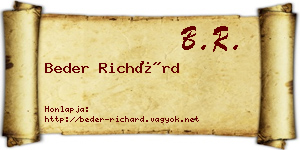 Beder Richárd névjegykártya